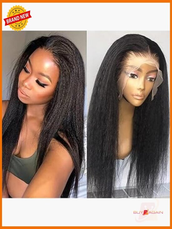 13x4 Lace Front Wig, 16 Inch, 180% Density Human Hair, Kinky Straight main image 2